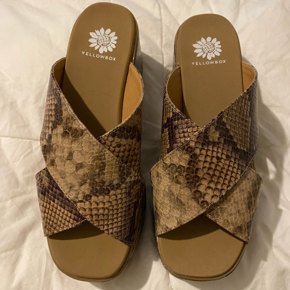Yellowbox Platform Sandals Snake Print Size6